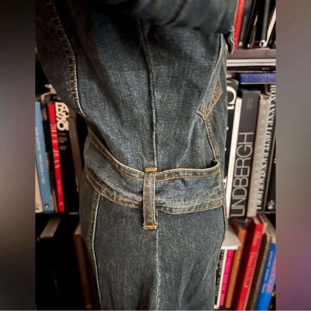 Vintage Rampage Dark blue wash  Denim maxi jacket. Brass logo buttons.medium - Picture 9 of 15